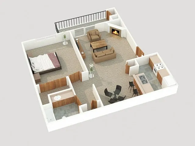 Floor plan 1x1 Top Floor