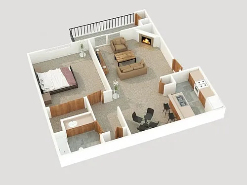 Floor plan 1x1 Top Floor