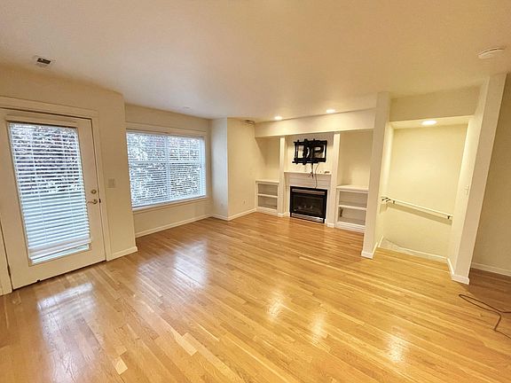 Living room with view of fireplace
