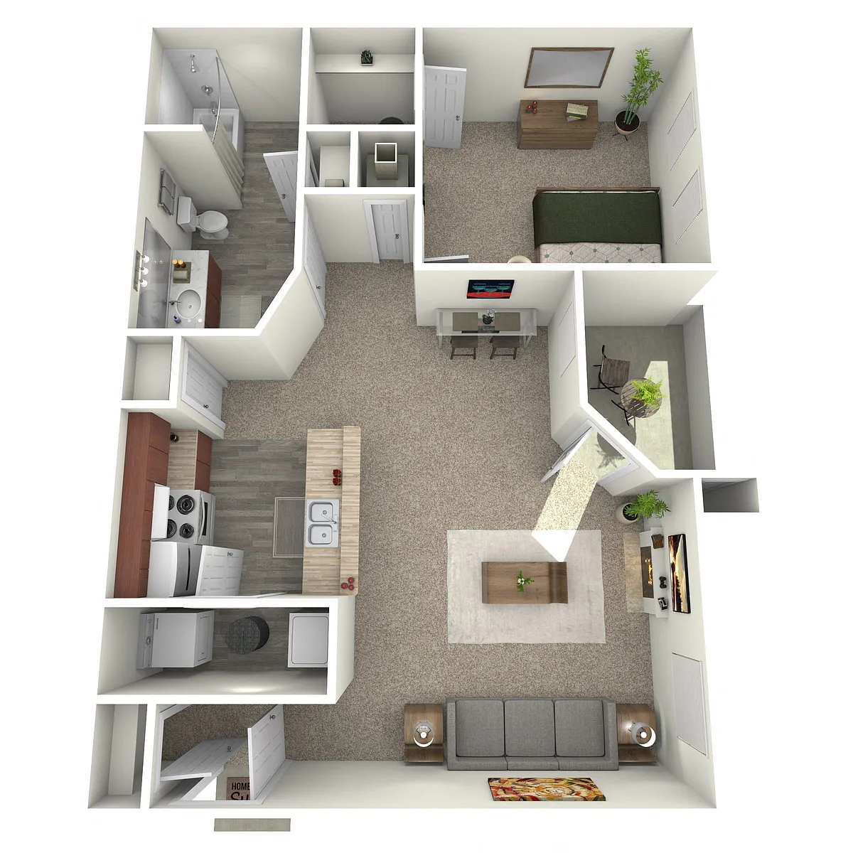 Floor plan Central - 1 Bed, 1 Bath