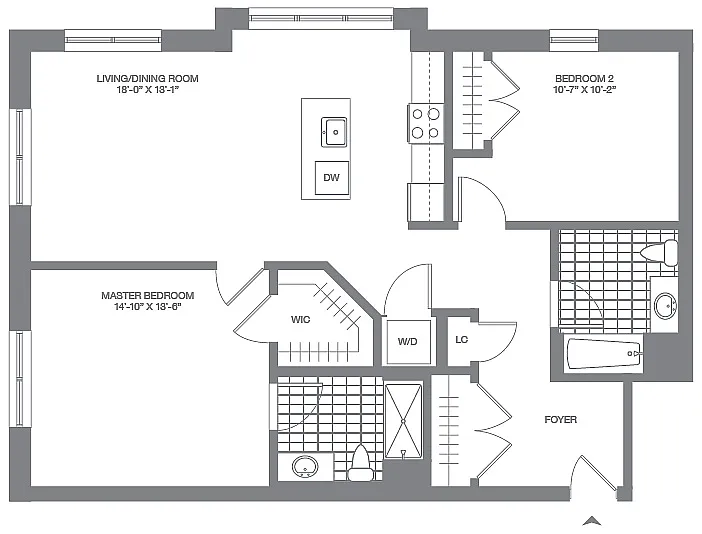 Floor plan 2 Bed/2 Bath