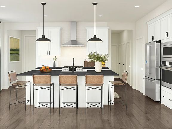 Kitchen with pendant lighting