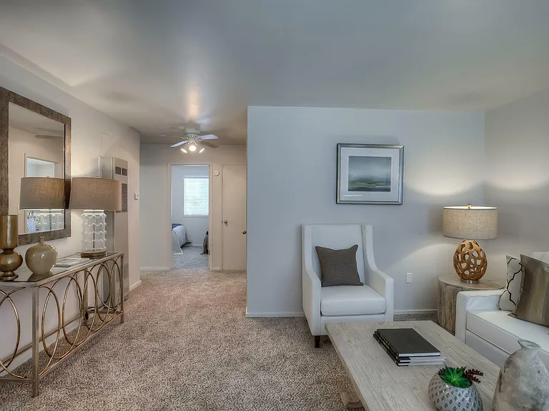 Elegant Living Room and Hallway Layout at Viewcrest Village in Bremerton, WA