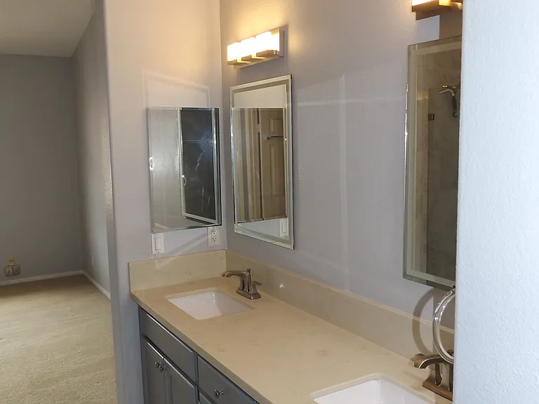 Master bathroom with dual sinks