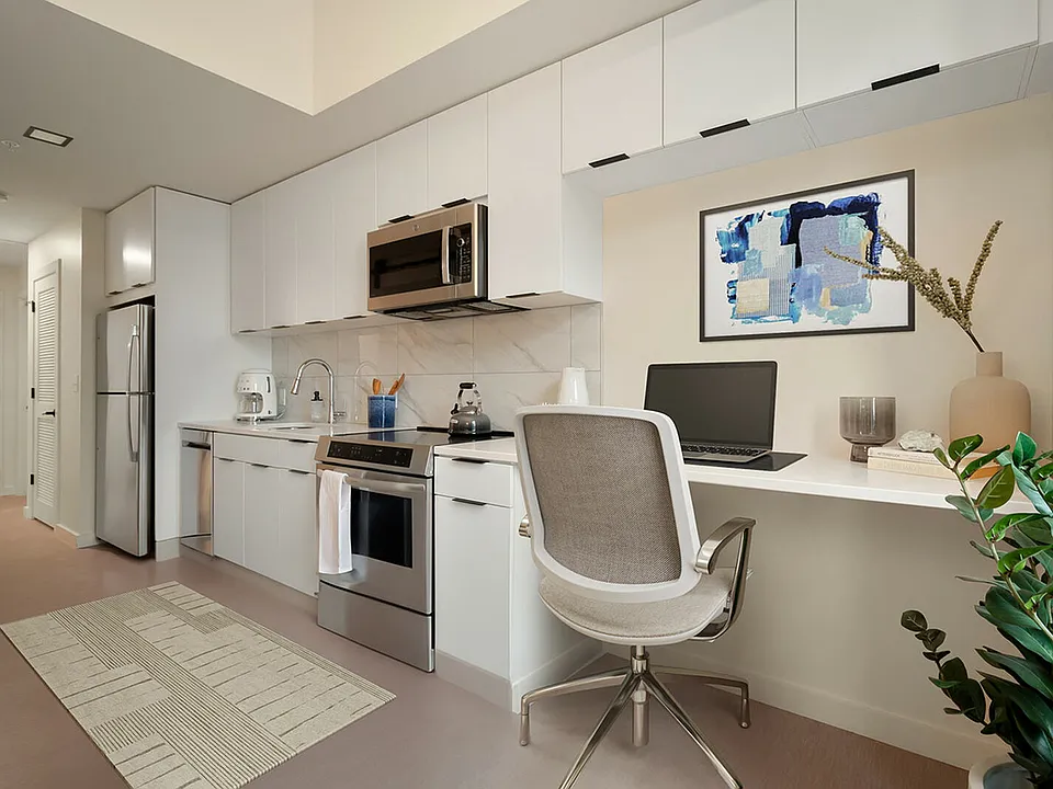 The kitchen of The Director floor plan at Midland Lofts
