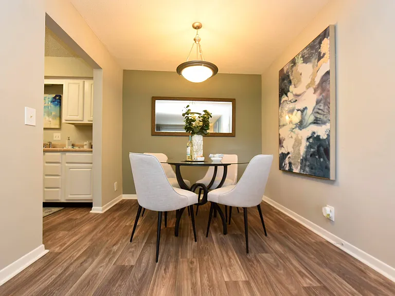 Dining Room + Hardwood Style Flooring