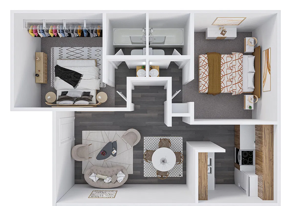 Floor plan Two Bedroom Two Bath