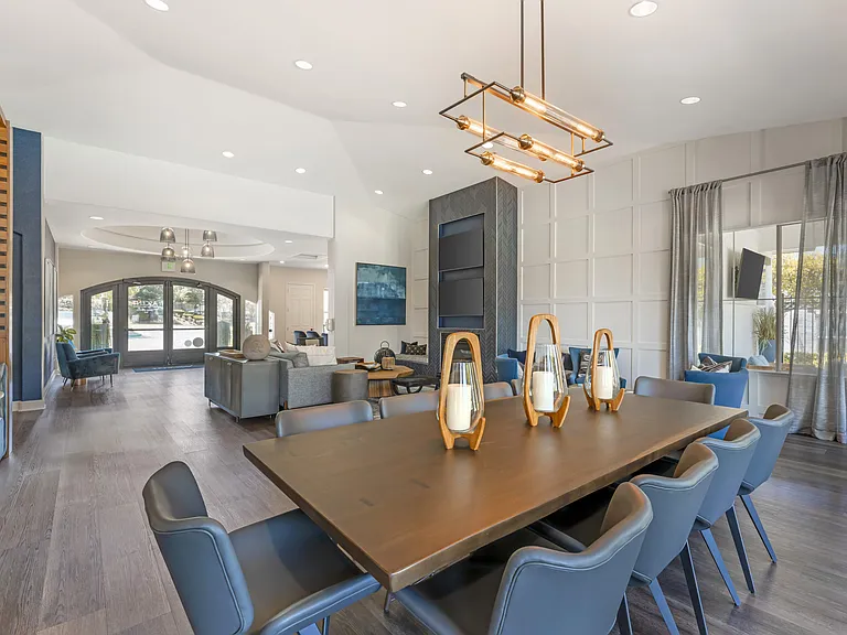 The clubhouse at Ascent at the Galleria is bright and inviting, filled with natural light and plenty of comfortable seating. It's the perfect place to unwind, connect with neighbors, or simply relax.