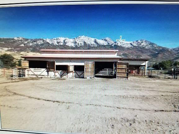 Expansive barn mountain view