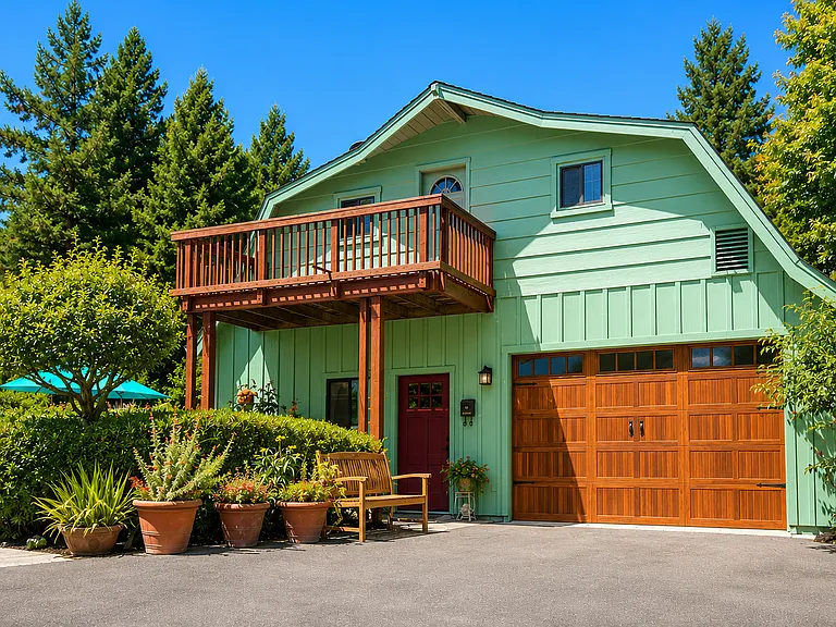 Front of granny unit and parking area