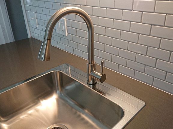 Kitchen counters and new subway tile.