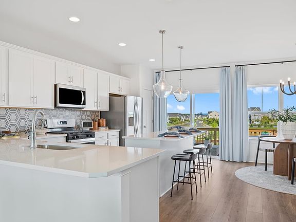 The kitchen of the Skyline Townhome at Snowden Bridge.