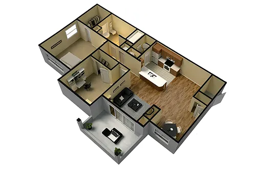 Floor plan 2 Bedroom 1 Bath