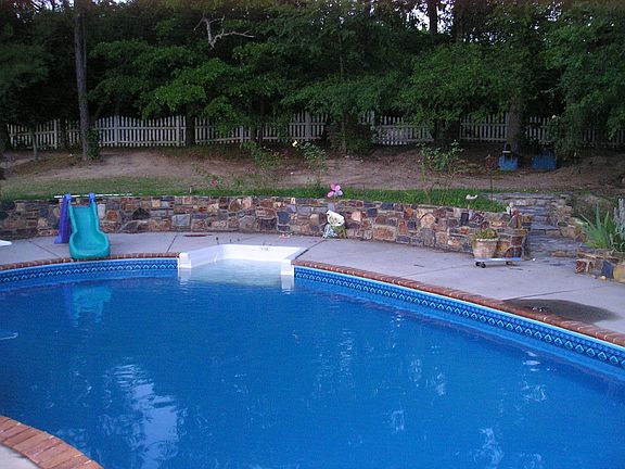 Custom inground kidney shaped pool with two contoured 'sit out' seats