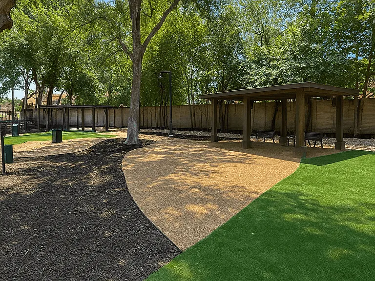 Tranquil Park with Covered Seating Area