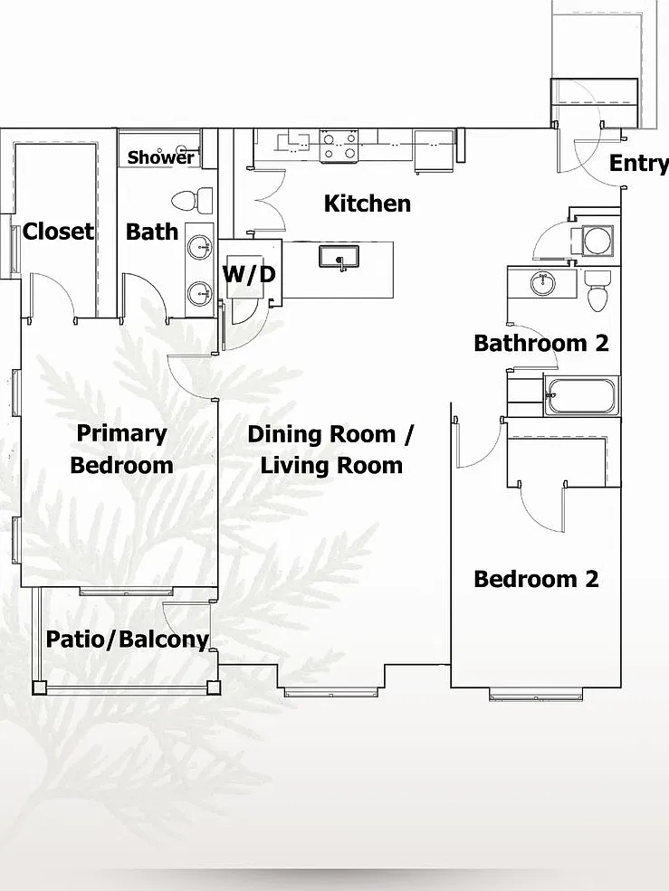 The Cedar | 2 Bed 2 Bath | 1386-1444 sf | $1985 — Photo 1