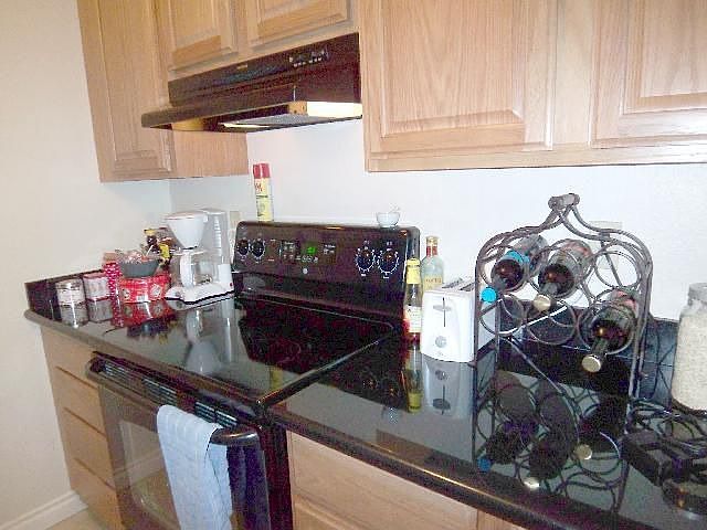 New black granite countertops.