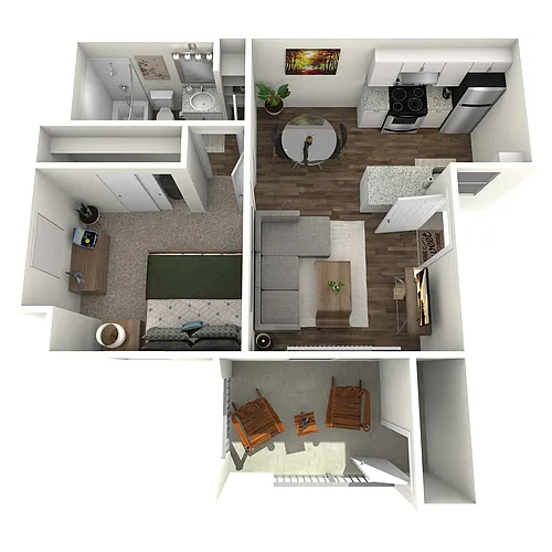 Floor plan A - 1 Bed 1 Bath