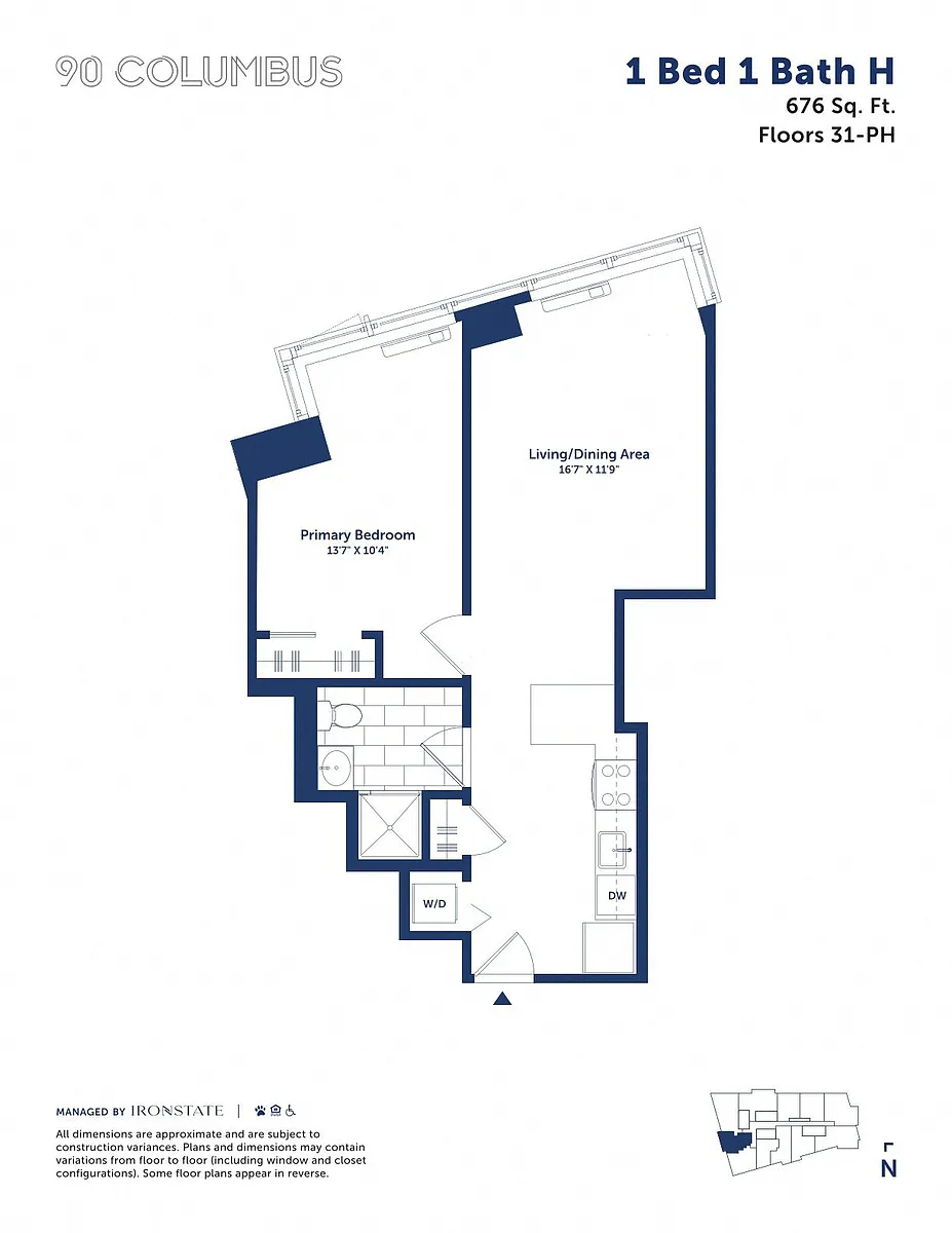 Floor plan 1 Bed 1 Bath H