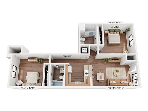Floor plan 2BR/2BA - 950