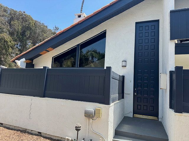 Front door and outdoor patio