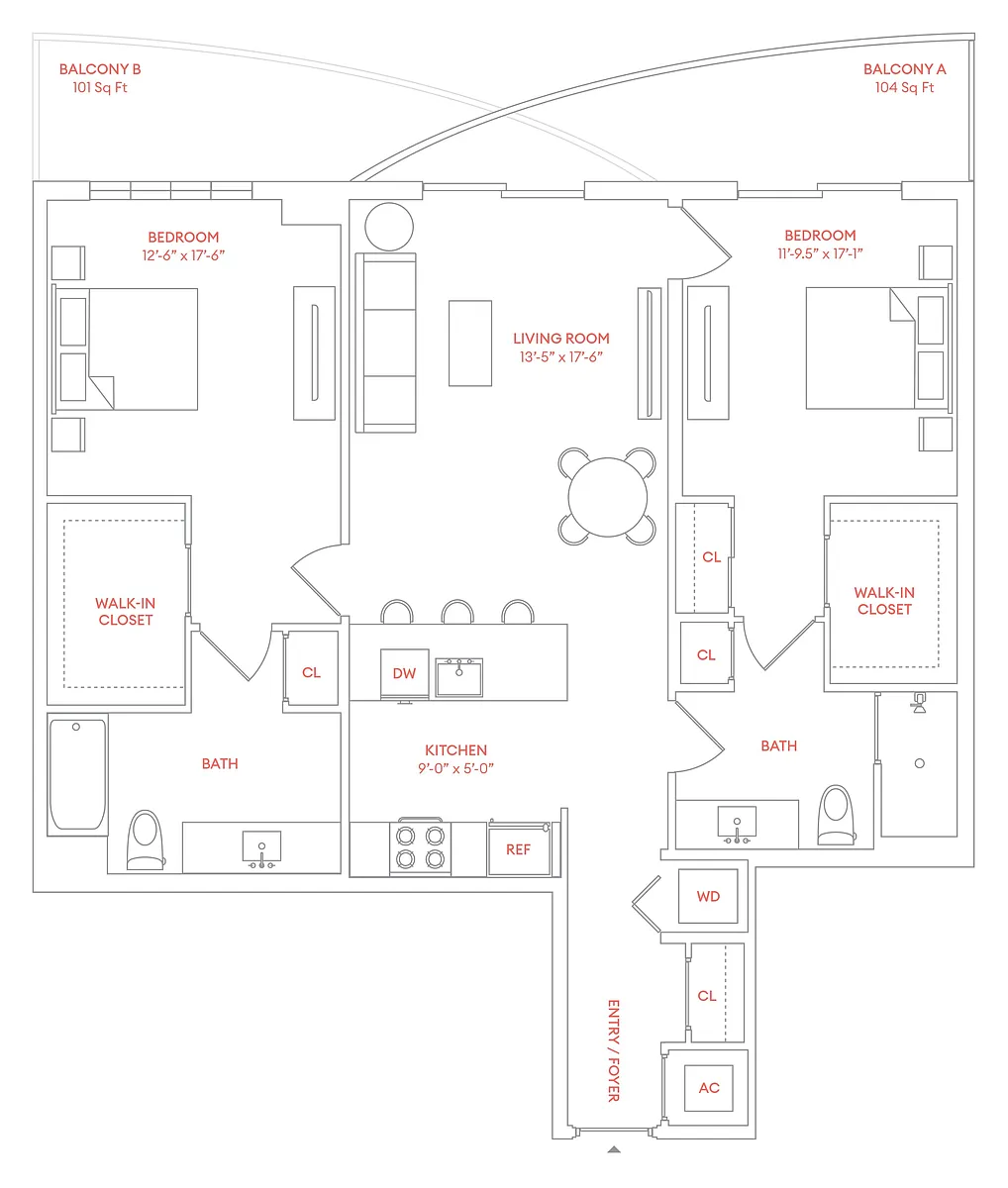 Floor plan F - Residence 05, Floors 2-18