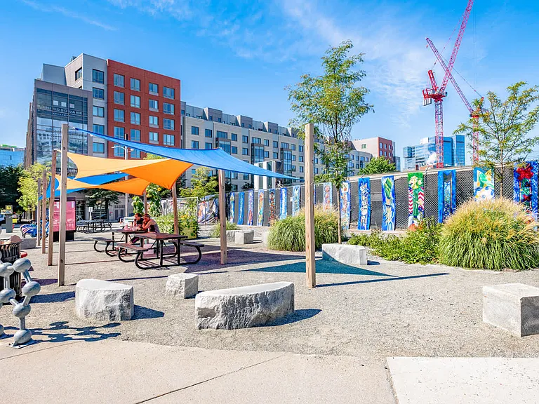 Surrounded by unique outdoor park spaces.