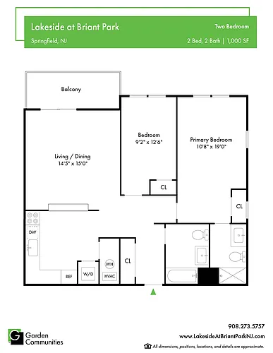 Floor plan $3.44/sq.ft. - Two Bedroom