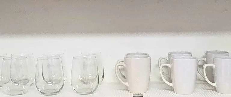 Coffee mugs and glass cups included for your stay
