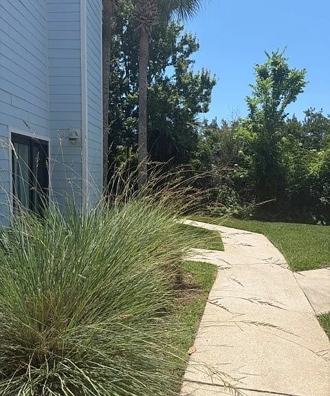 Approach to unit, glass sliding door to left