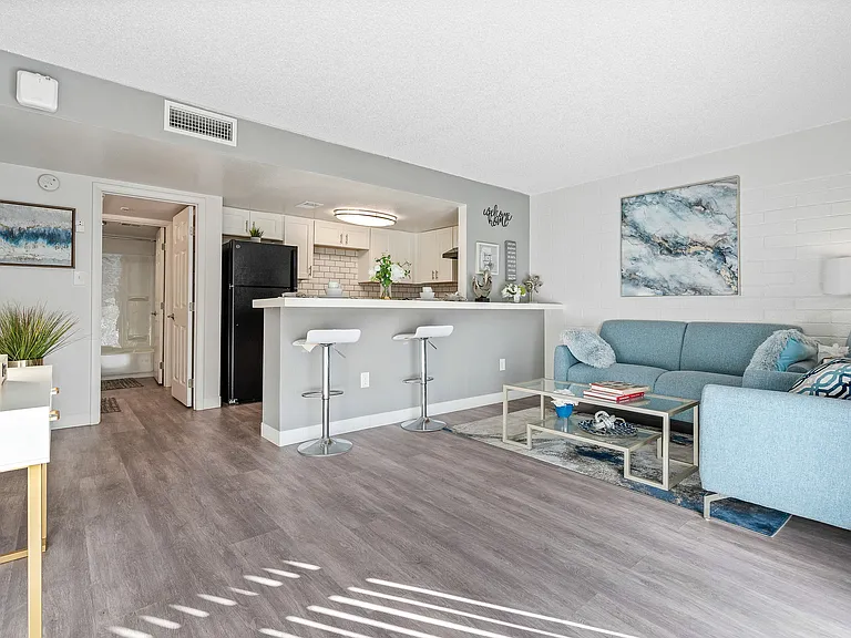 Seventh Apartments Living Room and Kitchen