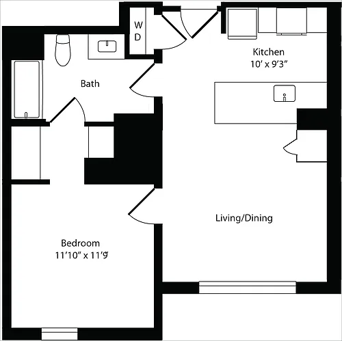 Floor plan 1 Bedroom G