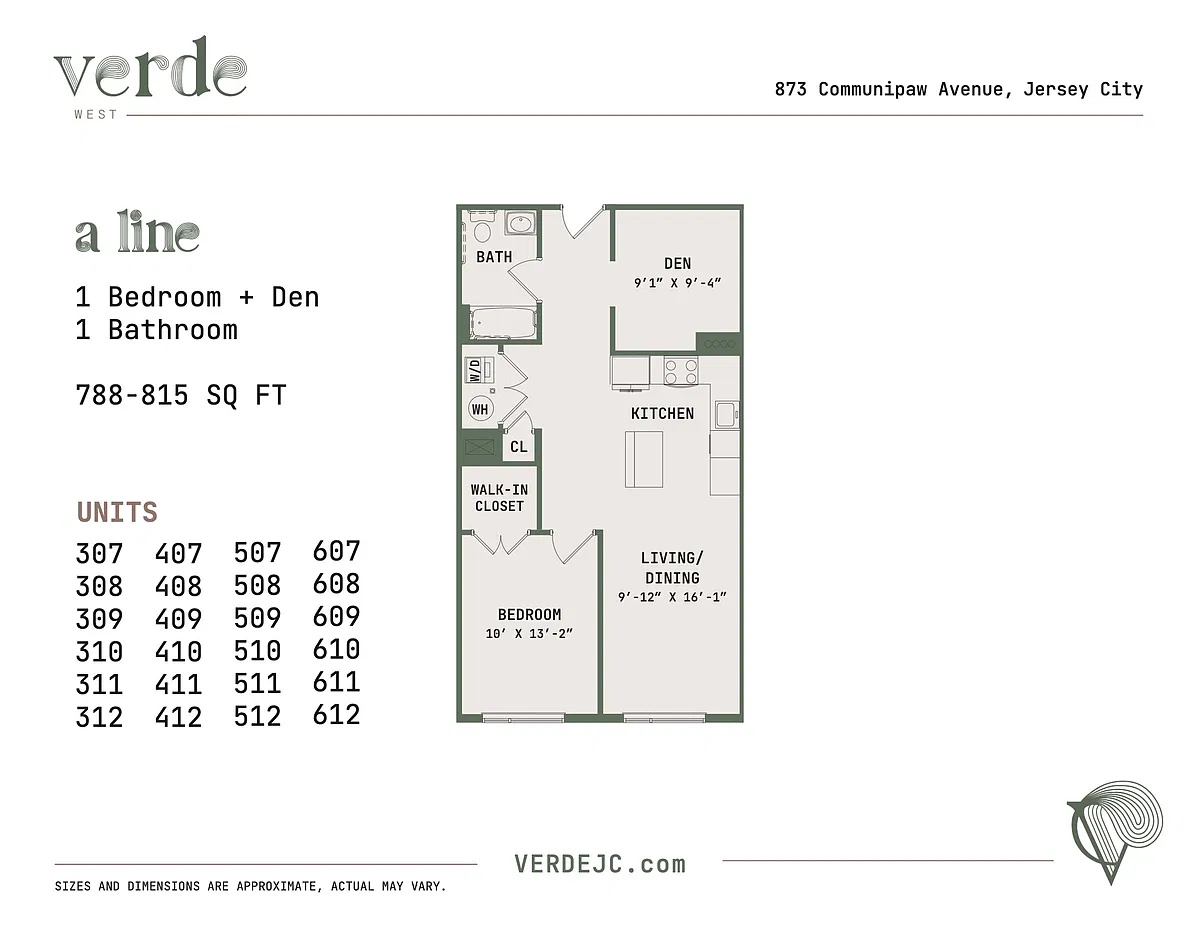 Floor plan A - One Bedroom with Den