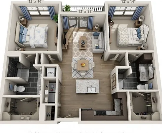 Floor plans are artist's rendering. All dimensions are approximate. Actual product and specifications may vary in dimension or detail. Not all features are available in every apartment. Prices and availability are subject to change. Floor plans are artist