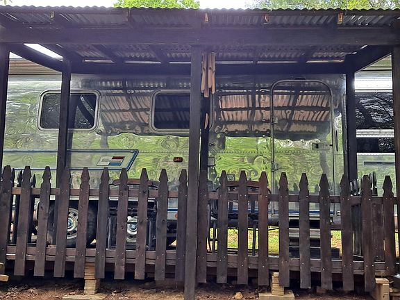 Airstream with outdoor deck