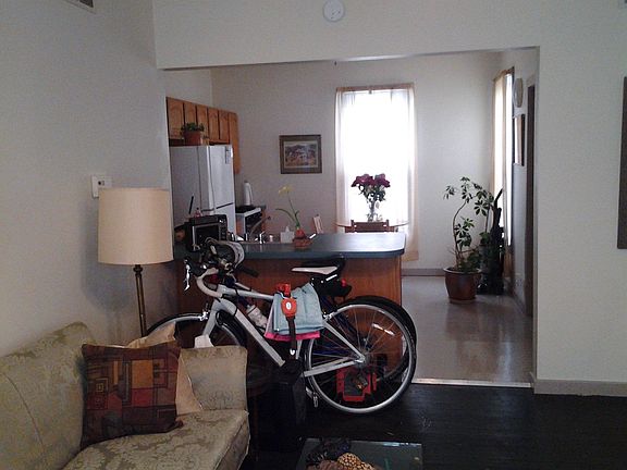 looking into open kitchen from living room