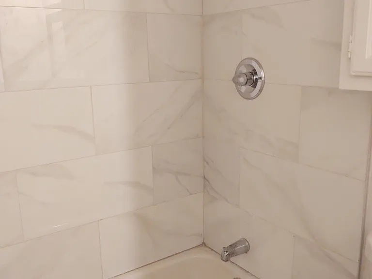 New tub and shower tile and fixtures