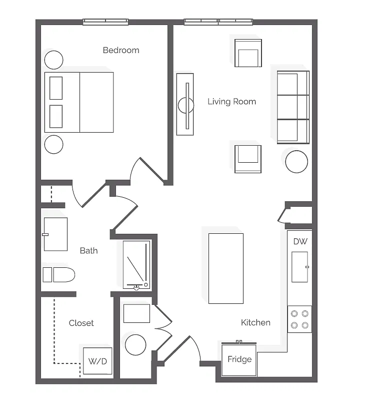 Floor plan Furnished One Bedroom