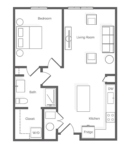 Floor plan Keystone Furnished One Bedroom