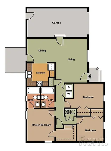 Floor plan Three Bedroom Ranch