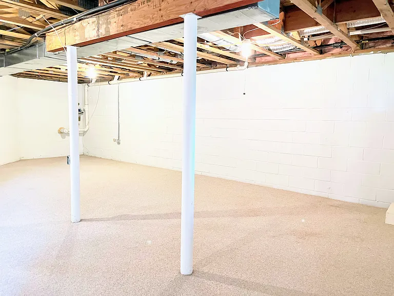Basement with painted walls and carpeted floor