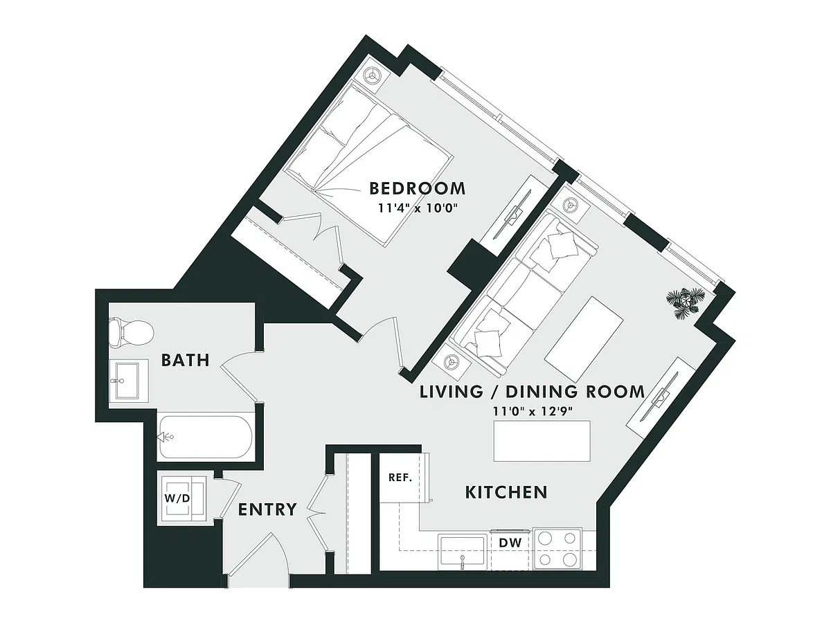 Floor plan B3.1 | 1 Bed | 1 Bath