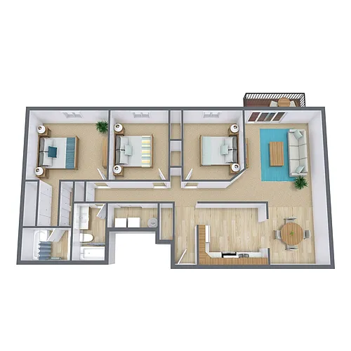 Floor plan Three Bedroom 32C
