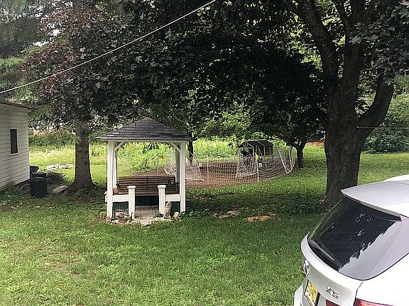 Rear yard with chicken coop 