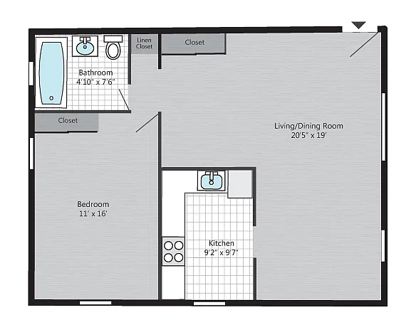 Floor plan 1BR/1BA