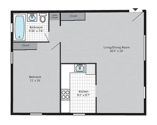Floor plan 1BR/1BA