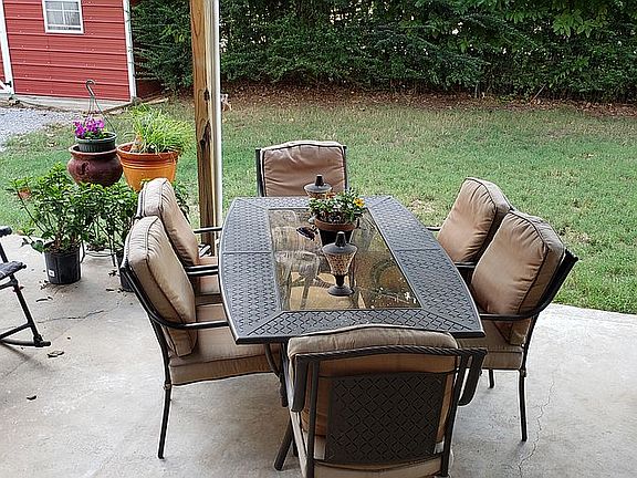 Part of the patio is covered