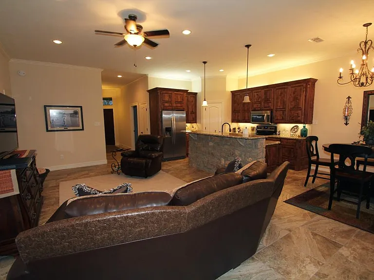 Living room/kitchen from the back to front of the house