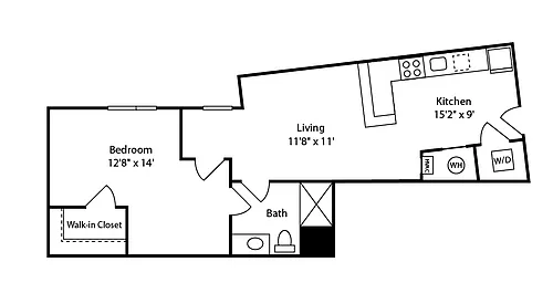 Floor plan 1 Bed/1 Bath-A28
