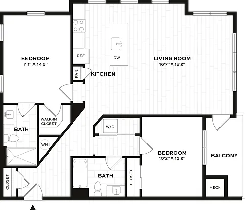 Floor plan 2 Bed/2 Bath-F1